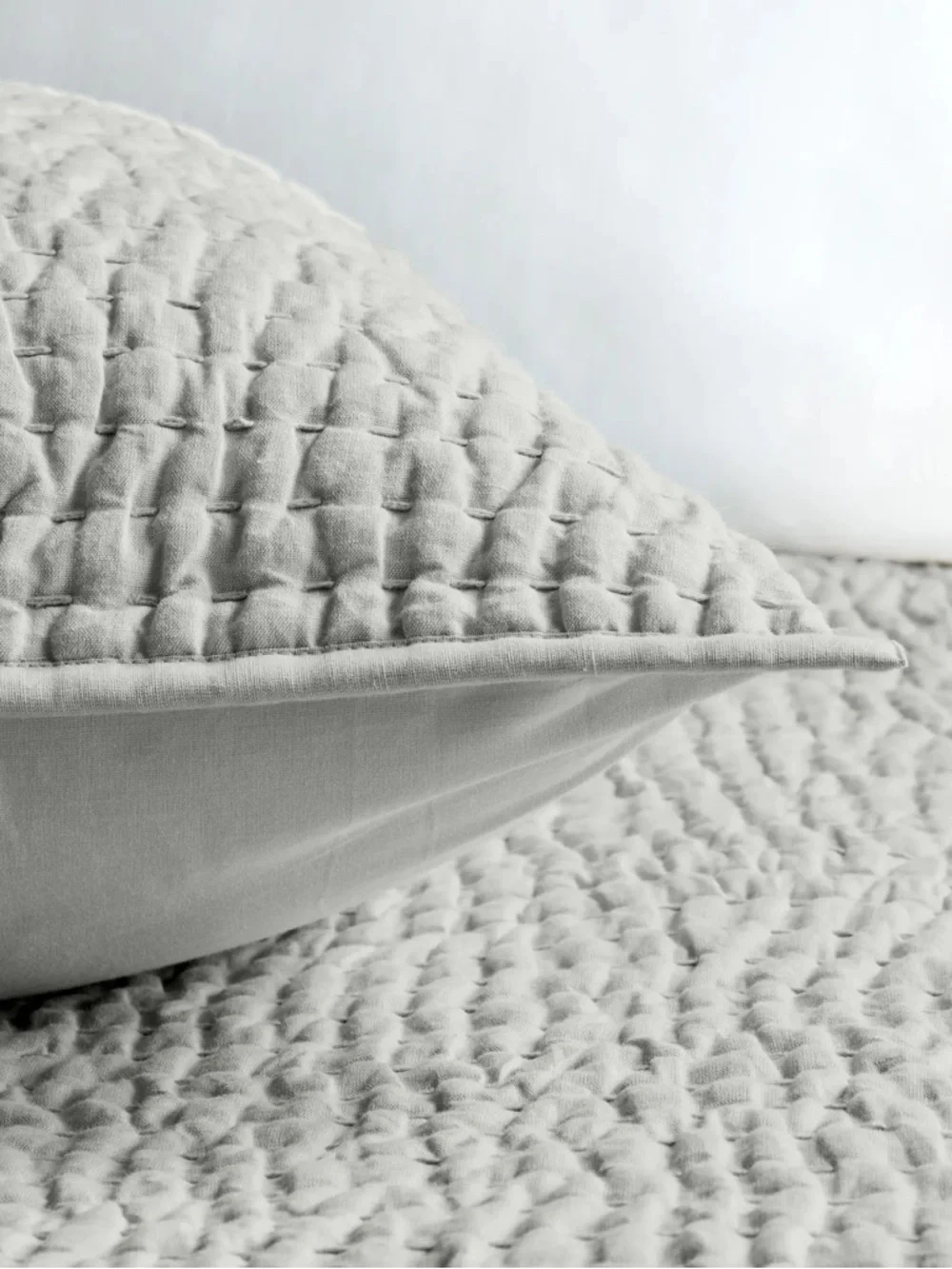 NWOT Quince European Linen Cotton Stitch Sham Set King Size in Mist